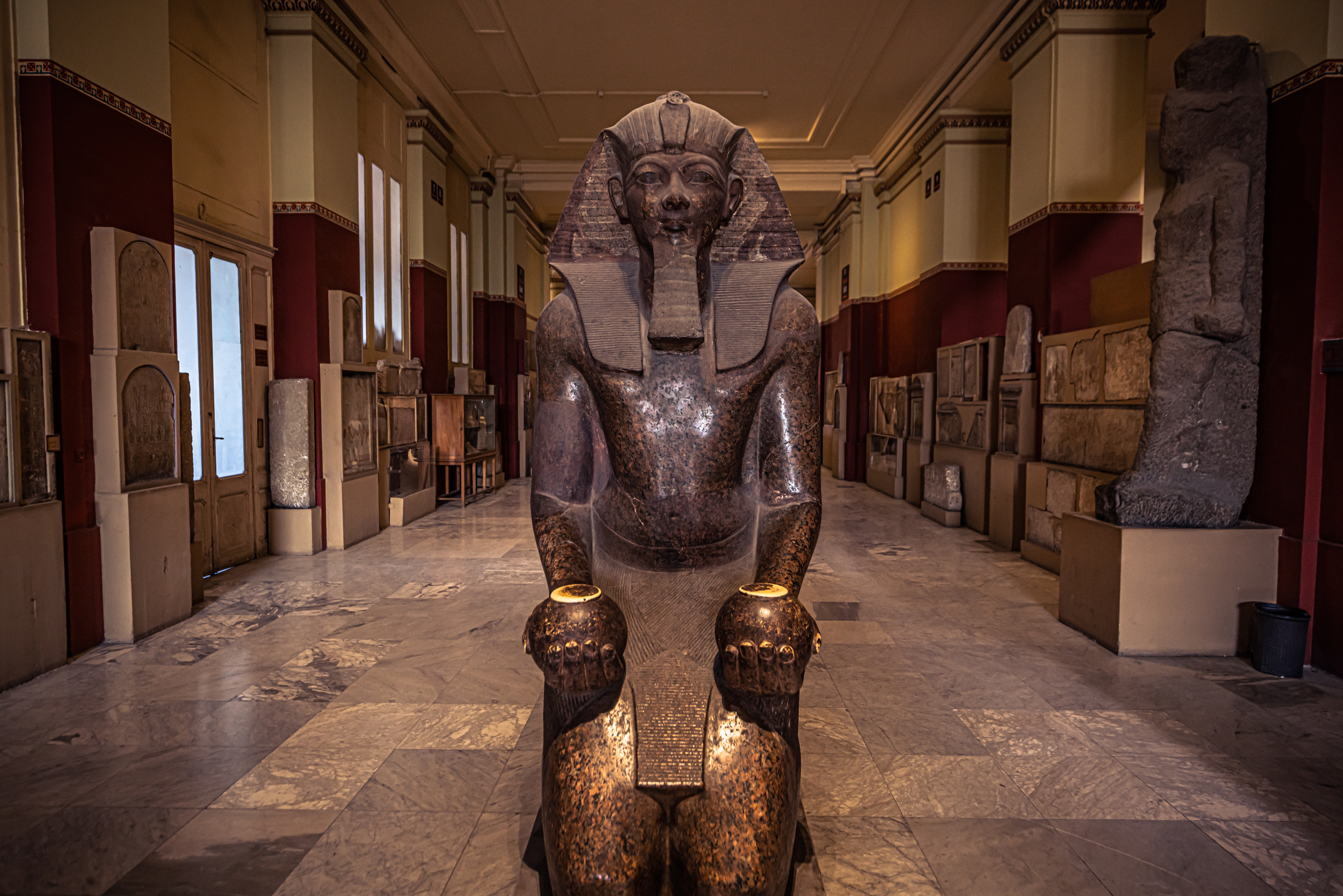 Ancient Egyptian statues at the Cairo Museum in Cairo, Egypt